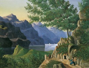 Bergsee mit Wanderer