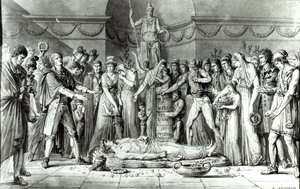 Die Beerdigung von Jean Paul Marat in der Kapelle des Club des Cordeliers, 16. Juli 1793 von E. Le Sueur