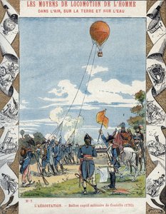 Ballon gebaut vom französischen Ingenieur Jean-Marie-Joseph Coutelle (1748-1835) für die französischen Revolutionsarmeen zur Spionage ihrer Feinde von E. Letellier