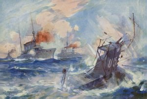 Versenkung des deutschen U-Boots U-15 durch die HMS Birmingham