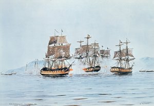Commodore Macdonough in der Saratoga besiegt die Briten, Schlacht am Lake Champlain