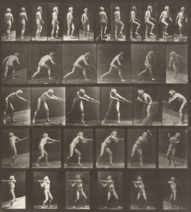 Tafel Nummer 521. A: Gehen. B: Eine Stufe hinaufsteigen. C: Den Diskus werfen. D: Eine Schaufel benutzen..., 1887