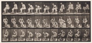 Tafel 411. Ein Handtuch heben während des Sitzens und Füße abwischen, 1872-1885 von Eadweard Muybridge