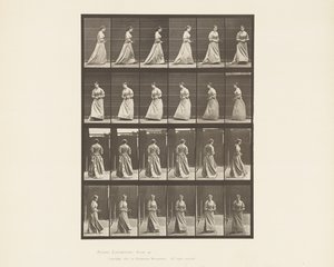 Gehen und Umdrehen mit Blumenstrauß in beiden Händen, 1885