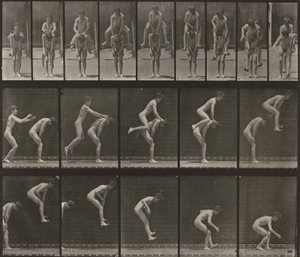Tafel Nummer 167. Sprung über den Rücken eines Jungen (Bockspringen) von Eadweard Muybridge
