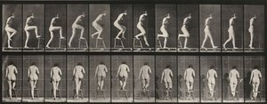Tafel Nummer 180. Auf einen Stuhl treten und darüber steigen von Eadweard Muybridge