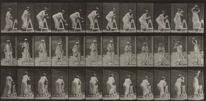 Tafel Nummer 216. Bücken, um einen Wasserkrug zu füllen, ihn auf den Kopf stellen von Eadweard Muybridge