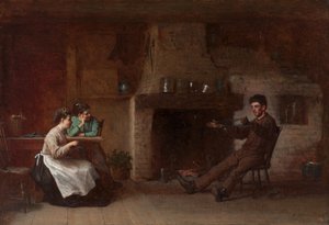 Garn wickeln (Innenraum einer Küche in Nantucket) von Eastman Johnson