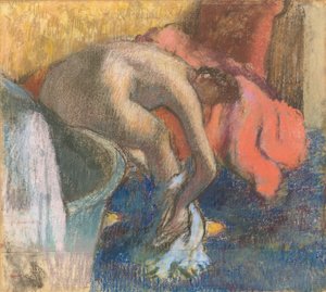 Nach dem Bad, Frau trocknet ihr Bein von Edgar Degas