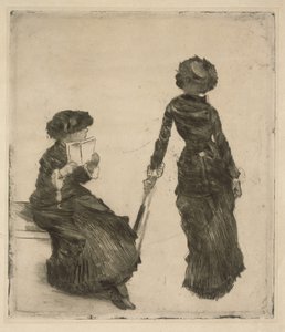 Die Malerin Mary Cassatt im Louvre (Antikensammlung) von Edgar Degas