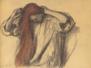 Frau, die sich frisiert von Edgar Degas