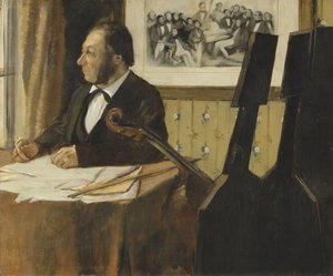 Louis-Marie Pilet, Cellist im Orchester der Pariser Oper, 1868-1869 von Edgar Degas