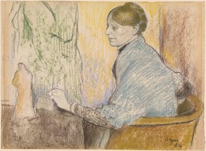 Madame Henri Rouart im Sessel vor einem Tischchen mit Tanagra-Statuette von Edgar Degas
