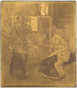 Mary Cassatt im Louvre: Die etruskische Galerie [Kupferplatte], 1879-1880 von Edgar Degas