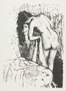 Nackte Frau steht und trocknet sich ab von Edgar Degas