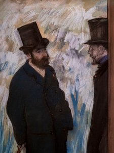 Porträt von Freunden, auf der Bühne (Detail) (auch bekannt als „Porträt von Ludovic Halevy und Albert Boulanger-Cave“) von Edgar Degas