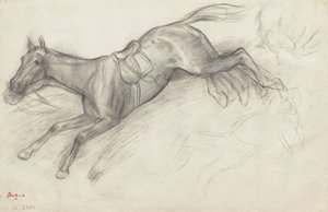Studie für "Szene vom Hindernisrennen: Der gefallene Jockey", 1866 von Edgar Degas
