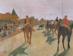 Die Parade oder Rennpferde vor den Tribünen, um 1866-68 von Edgar Degas