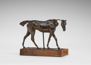 Vollblutpferd im Gehen, Teil des Halses fehlt, frühe 1870er von Edgar Degas