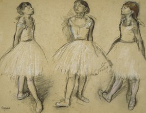 Drei Studien einer Tänzerin in vierter Position, 1879-80
