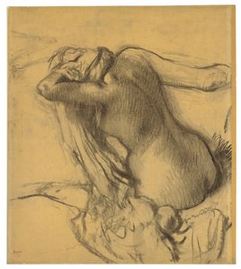 Frau trocknet ihr Haar, ca. 1890-95