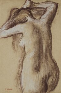 Junge nackte Frau, die ihr Haar kämmt, ca. 1889-90
