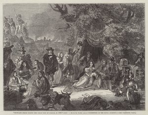 Highgate Fields während des Großen Brandes von London, 1666 von Edgar Melville Ward