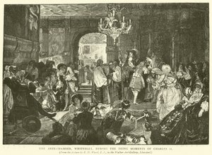 Das Vorzimmer, Whitehall, während der letzten Momente von Karl II. von Edgar Melville Ward