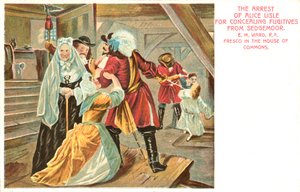 Die Verhaftung von Alice Lisle wegen Verbergens von Flüchtlingen aus Sedgemoor von Edgar Melville after Ward
