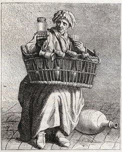 Le marchand de cognac - Kleines Gewerbe in Paris (Études prises dans le bas Peuple, ou les Cris de Paris) - Gravur von Edme Bouchardon (1698-1762). von Edmé Bouchardon