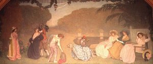 Junge Mädchen beobachten ein Freilufttheater von Edmond François Aman Jean