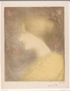Kopf einer jungen Frau, umgeben von Rosen von Edmond François Aman Jean