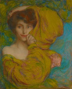 Junge Frau mit gelbem Schal, ca. 1900 von Edmond François Aman Jean