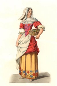 Französischer Bauer 17. Jahrhundert, nach einem Stich von Jean Saint Jean - Lithographie nach einer Illustration von Edmond Lechevallier-Chevignard (1825-1902), aus „Costumes historiques des 16. Jahrhunderts“ von Edmond Lechevallier Chevignard