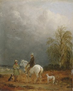 Ein Reisender und ein Schäfer in einer Landschaft von Edmund Bristow