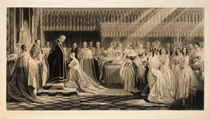 Die Krönung Ihrer Majestät Königin Victoria in der Westminster Abbey, 28. Juni 1838, graviert von Charles Edward Flagstaff