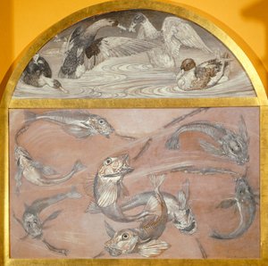 Diptychon mit Fischen und Enten im Teich von Edoardo Gioja