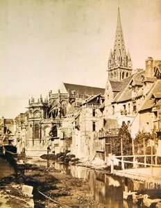 Fluss Odon und die Apsis und Kirchturm von Saint-Pierre de Caen, ca. 1850-55