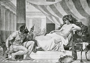 Herkules zu Füßen von Omphale von Edouard-Joseph (after) Dantan
