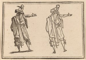 Mann von hinten gesehen mit ausgestrecktem rechten Arm von Edouard Eckman after Jacques Callot