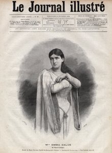 Porträt von Emma Calve (Rosa Noemie Emma Calvet de Roquet, genannt) (1858-1942), französische Sopranistin - Gravur von Navellier in „The Illustrous Journal“ von 1892 von Edouard Felicien Eugene Navellier