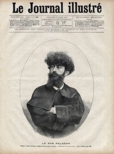 Der Sar Merodack Josephin Peladan, Pseudonym von Josephin Peladan (1858-1918) französischer Schriftsteller und Okkultist - Gravur von Navellier in „The Illustrous Journal“ von 1892 von Edouard Felicien Eugene Navellier