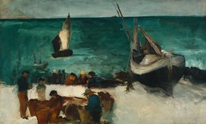 Fischerboote und Fischer; Marine in Berck: Fischerboote und Fischer, 1873 von Édouard Manet