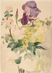 Blumenstück mit Iris, Goldregen und Geranie, 1880