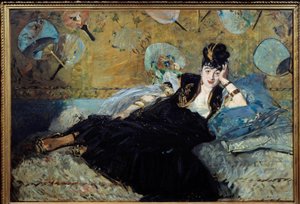 Die Dame mit den Fächern oder Porträt von Nina de Callias (1844-1884) von Édouard Manet