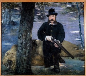 Monsieur Pertuiset, ein Jäger, der neben einem Löwen, seiner Jagdtrophäe, posiert von Édouard Manet