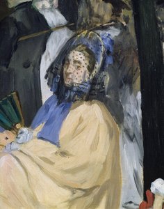 Musik in den Tuileriengärten, Detail einer verschleierten Frau, 1862 (Detail)