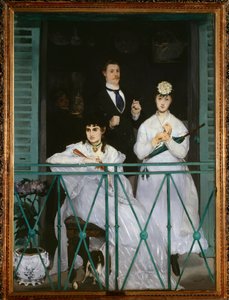 Der Balkon (Porträts von Berthe Morisot, Fanny Claus, Antoine Guillemet und Leon Leenhoff) von Édouard Manet