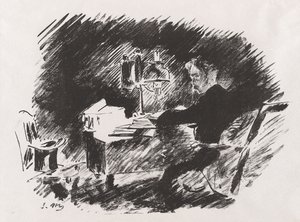 Unter der Lampe, aus Stéphane Mallarmés Übersetzung von Edgar Allan Poes „Der Rabe“ von Édouard Manet