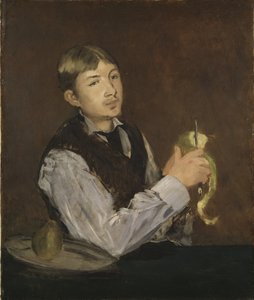 Junger Junge, der eine Birne schält von Édouard Manet